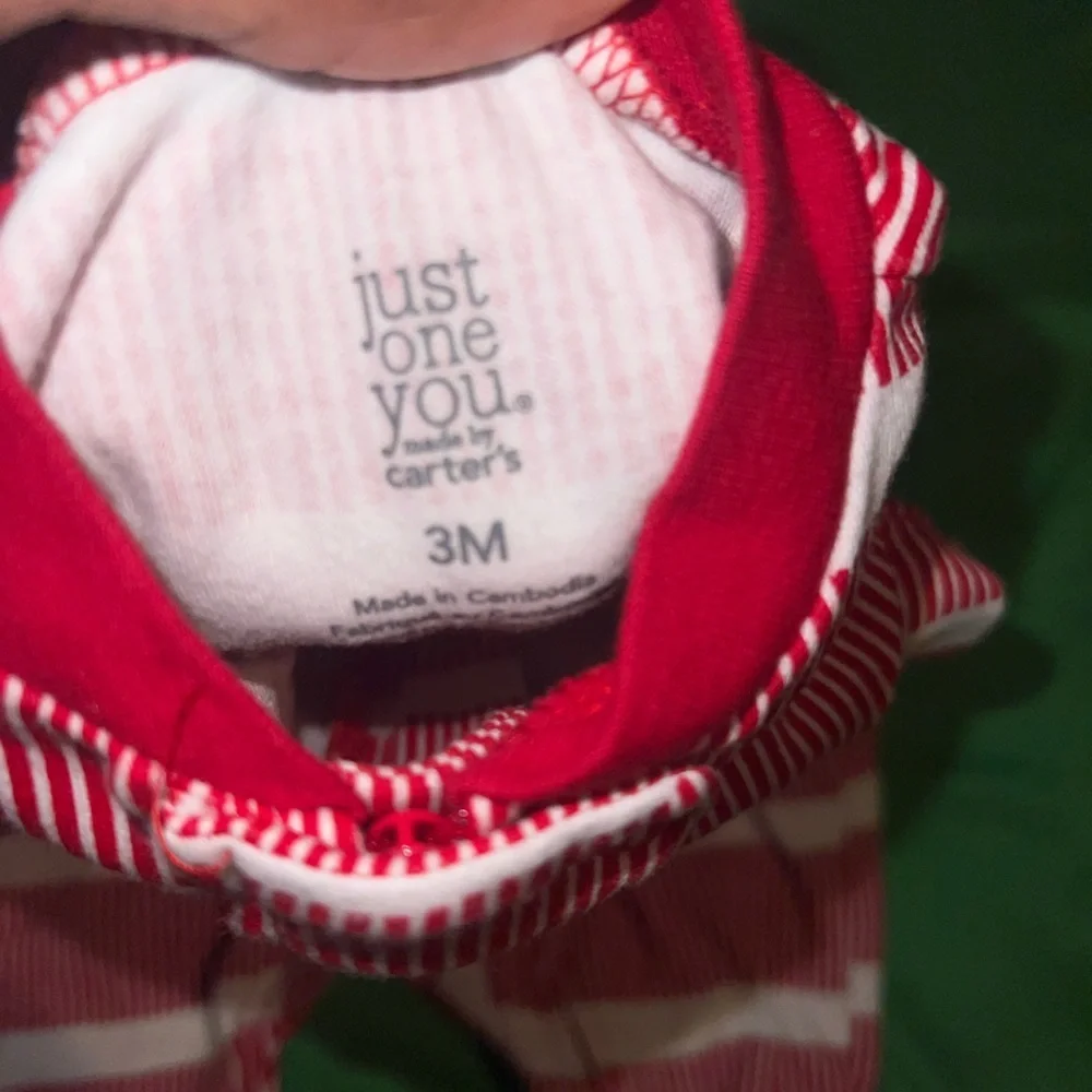 Carter's Festive Red and White Striped Footie 3 Months